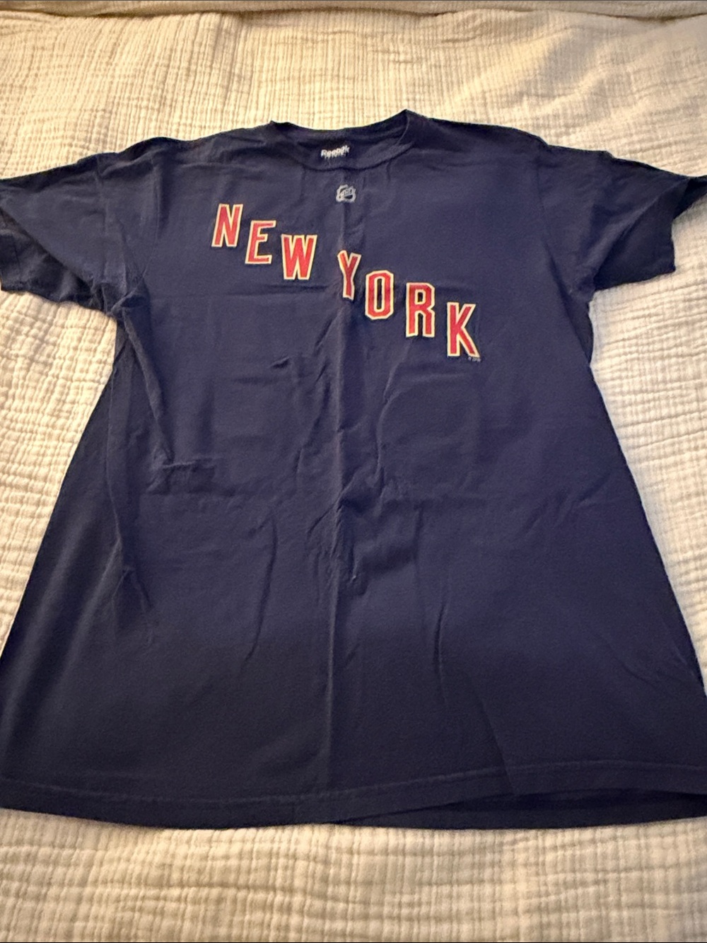 Reebok Navy Short Sleeve 'New York' Graphic Tee